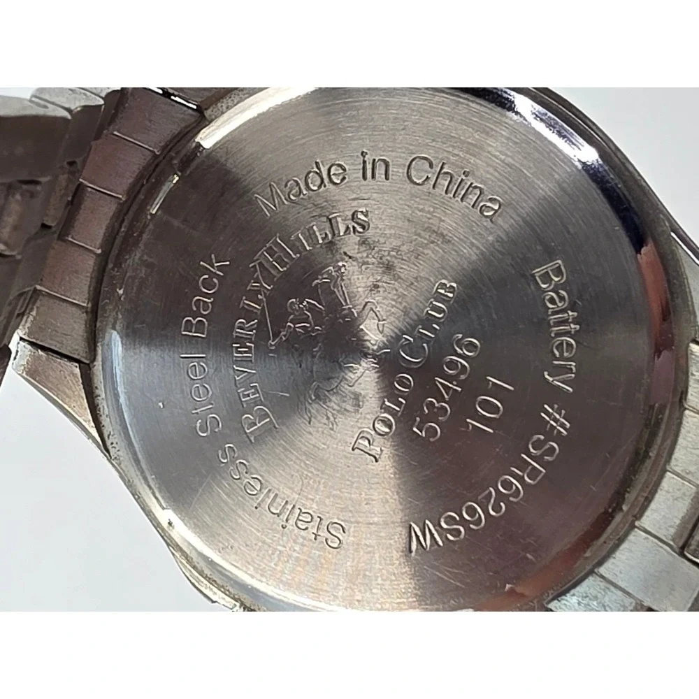 Beverly Hills Polo Club Mens Silver Tone Quartz Watch 53496 101 SR626SW‎
